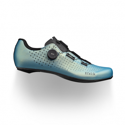 fizik tempo carbon decos light blue iridiscent road cycling shoes with carbon outsole